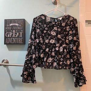 BLACK FLORAL PEPLUM